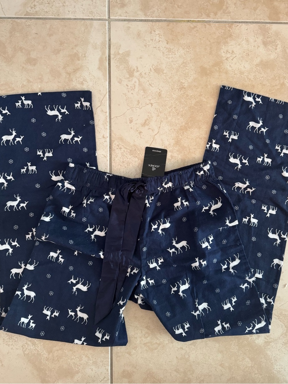 Jockey Navy Reindeer Flannel Pajama Pants NWT Size Small Holiday PJs